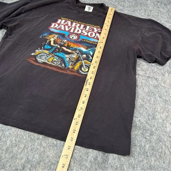 Vintage Harley Davidson Shirt Men XL Black 80s A Desire To Be Free Holubek Biker